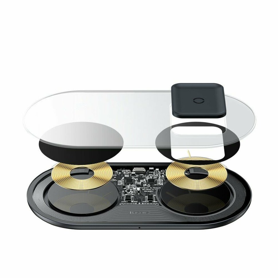 Беспроводная зарядка Baseus Simple 2in1 Чёрная Беспроводная зарядка Baseus Simple 2in1 Чёрная