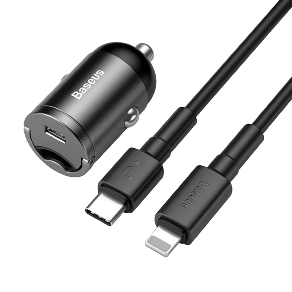 Автомобильное зарядное устройство Baseus Tiny mini PPS 30Вт Серый Автомобильное зарядное устройство Baseus Tiny mini PPS 30Вт Серый