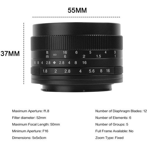 Объектив 7Artisans 50mm F1.8 E-mount Чёрный Объектив 7Artisans 50mm F1.8 E-mount Чёрный