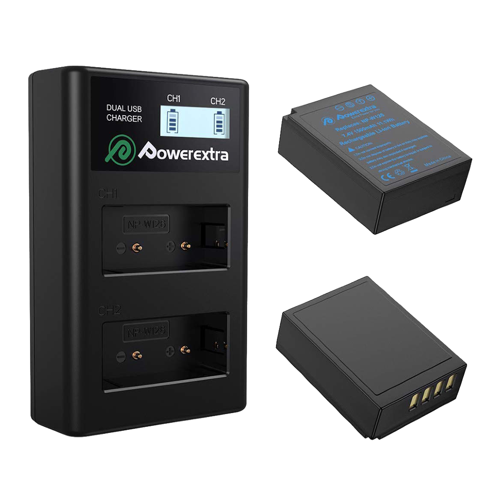 2 аккумулятора NP-W126 + зарядное устройство Powerextra FJ-NPW126LCD-B 2 аккумулятора NP-W126 + зарядное устройство Powerextra FJ-NPW126LCD-B