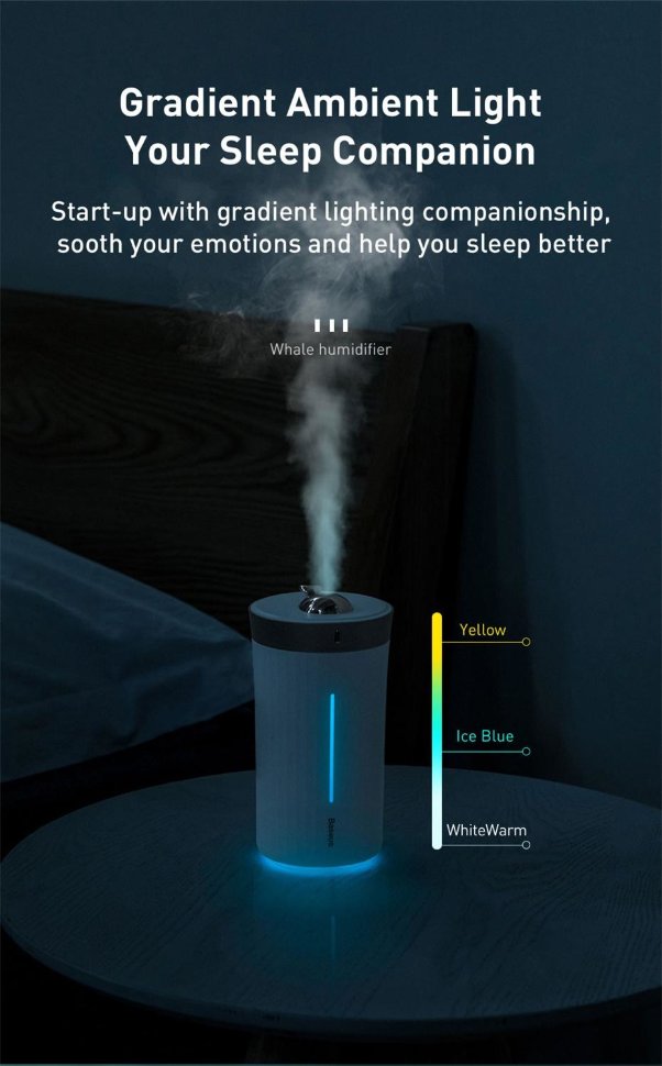 Увлажнитель Baseus Whale Car&Home Humidifier Белый Увлажнитель Baseus Whale Car&Home Humidifier Белый