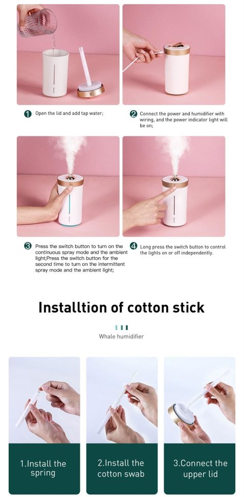 Увлажнитель Baseus Whale Car&Home Humidifier Зелёный Увлажнитель Baseus Whale Car&Home Humidifier Зелёный