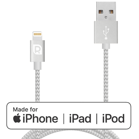 Кабель REQUIRED Braided MFI Lightning to USB Серебро Кабель REQUIRED Braided MFI Lightning to USB Серебро