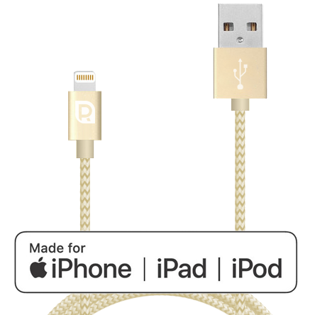 Кабель REQUIRED Braided MFI Lightning to USB Шампань Кабель REQUIRED Braided MFI Lightning to USB Шампань