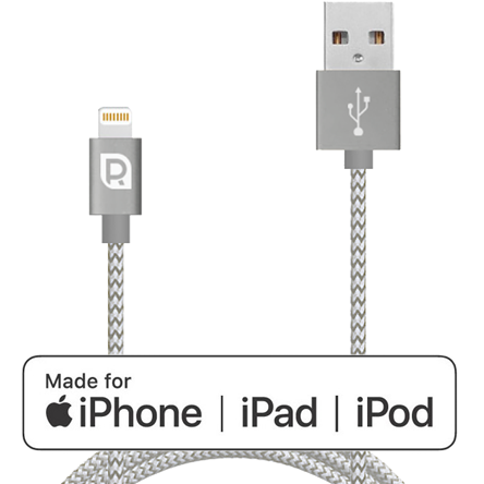 Кабель REQUIRED Braided MFI Lightning - USB Графит Кабель REQUIRED Braided MFI Lightning - USB Графит