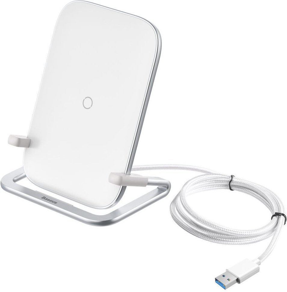 Беспроводная зарядка Baseus Rib Horizontal and Vertical Holder 15W Белая Беспроводная зарядка Baseus Rib Horizontal and Vertical Holder 15W Белая