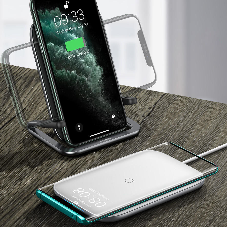 Беспроводная зарядка Baseus Rib Horizontal and Vertical Holder 15W Белая Беспроводная зарядка Baseus Rib Horizontal and Vertical Holder 15W Белая