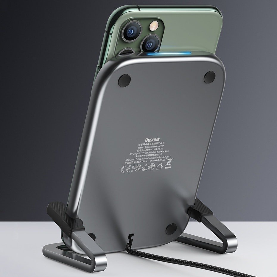 Беспроводная зарядка Baseus Rib Horizontal and Vertical Holder 15W Белая Беспроводная зарядка Baseus Rib Horizontal and Vertical Holder 15W Белая