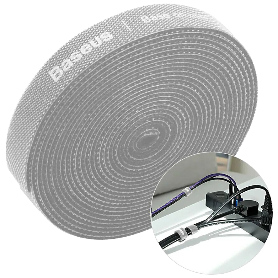 Стяжка кабеля Baseus Colourful Circle Velcro strap 3м Серая Стяжка кабеля Baseus Colourful Circle Velcro strap 3м Серая