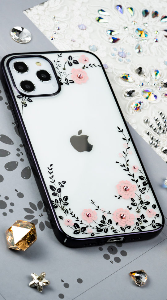 Чехол PQY Flora для iPhone 12 Pro Max Чёрный Чехол PQY Flora для iPhone 12 Pro Max Чёрный