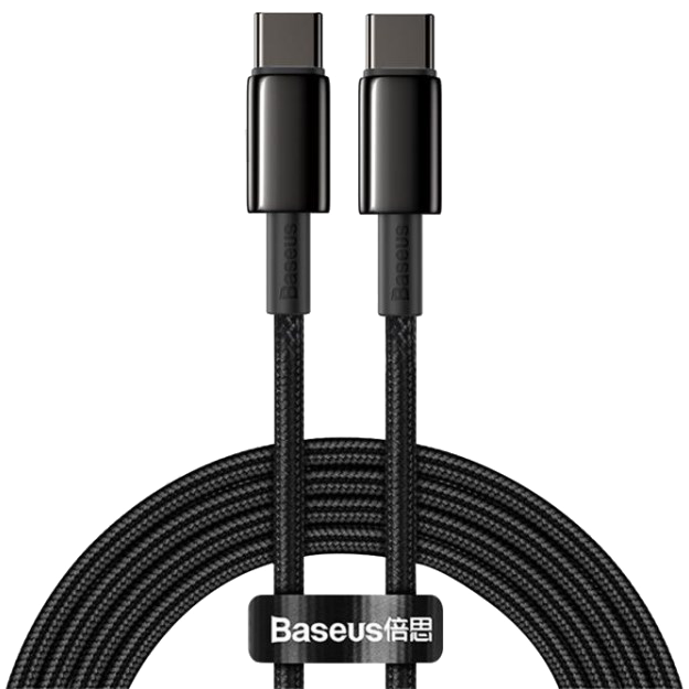 Кабель Baseus Tungsten Gold Type-C 100W 2м Чёрный Кабель Baseus Tungsten Gold Type-C 100W 2м Чёрный