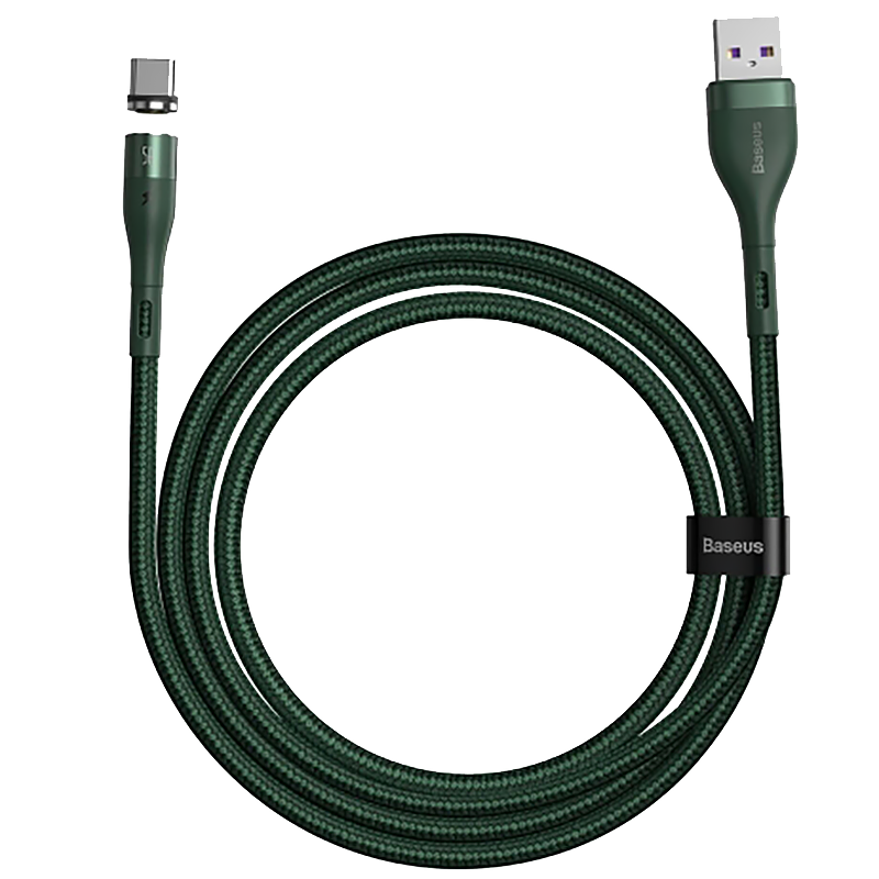 Кабель Baseus Zinc Magnetic USB - Type-C 3A 1м Зеленый Кабель Baseus Zinc Magnetic USB - Type-C 3A 1м Зеленый