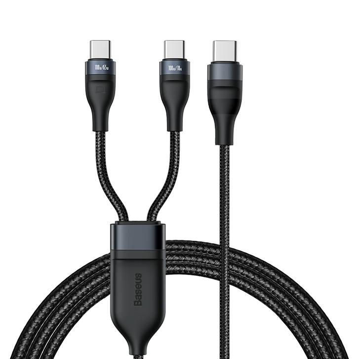 Кабель Baseus Flash One-for-two Type-C - C+C 100W 1.5м Чёрный Кабель Baseus Flash One-for-two Type-C - C+C 100W 1.5м Чёрный