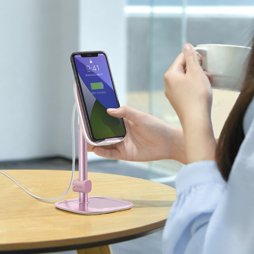 Беспроводная зарядка Baseus Literary Youth Desktop Bracket Розовое золото Беспроводная зарядка Baseus Literary Youth Desktop Bracket Розовое золото