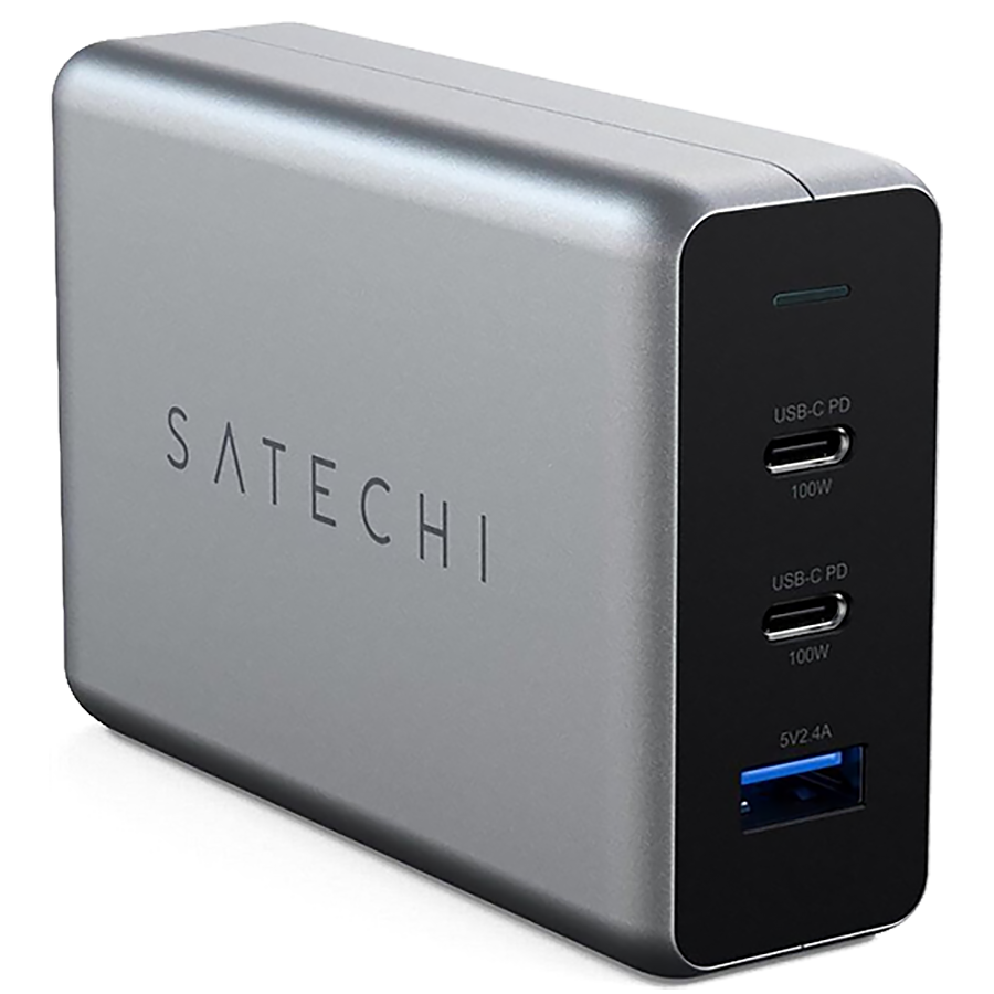 Зарядное устройство Satechi Compact Charger GaN Power (Type-C 100 Вт, USB 12 Вт) Серый космос Зарядное устройство Satechi Compact Charger GaN Power (Type-C 100 Вт, USB 12 Вт) Серый космос