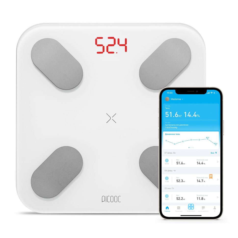Умные весы Picooc Mini V2 Белые Умные весы Picooc Mini V2 Белые