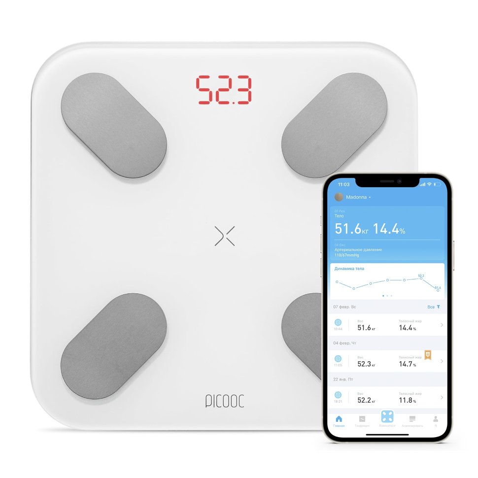 Умные весы Picooc Mini Pro V2 Белые Умные весы Picooc Mini Pro V2 Белые