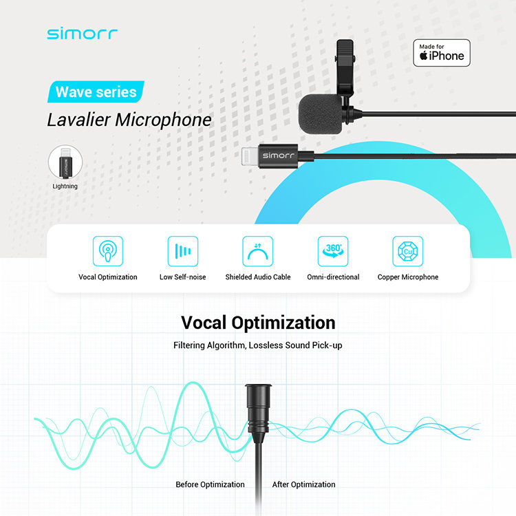 Микрофон петличный simorr wave l3 Lightning Чёрный 3453B Микрофон петличный simorr wave l3 Lightning Чёрный 3453B