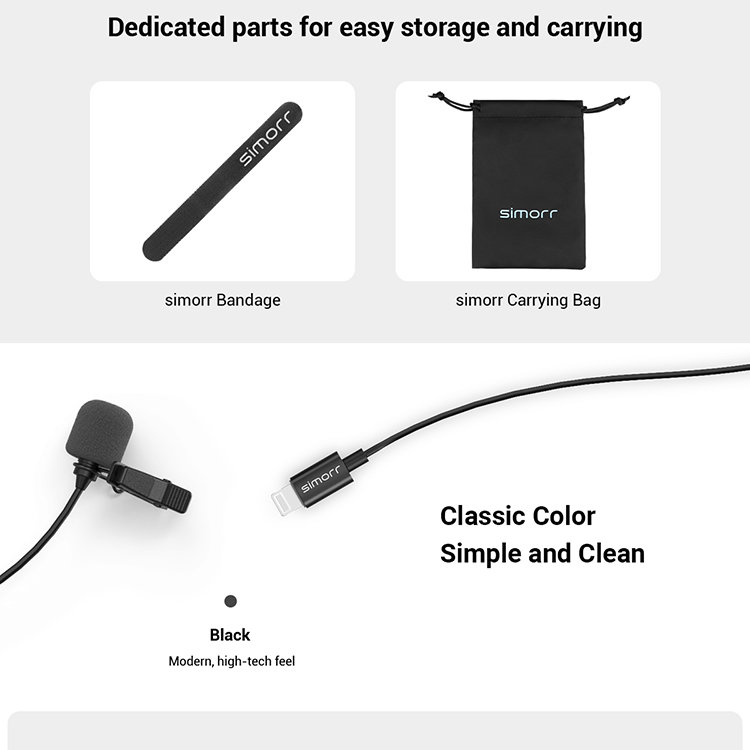 Микрофон петличный simorr wave l3 Lightning Чёрный 3453B Микрофон петличный simorr wave l3 Lightning Чёрный 3453B