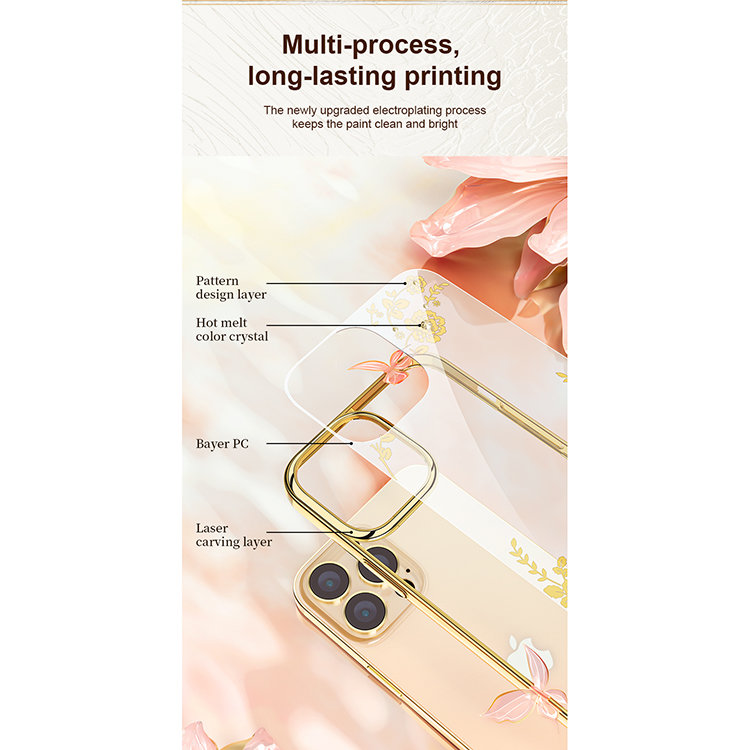 Чехол PQY Flora для iPhone 13 Pro Max Розовое золото Чехол PQY Flora для iPhone 13 Pro Max Розовое золото