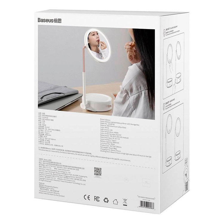 Зеркало Baseus Smart Beauty Series Lighted Makeup Mirror Белое Зеркало Baseus Smart Beauty Series Lighted Makeup Mirror Белое
