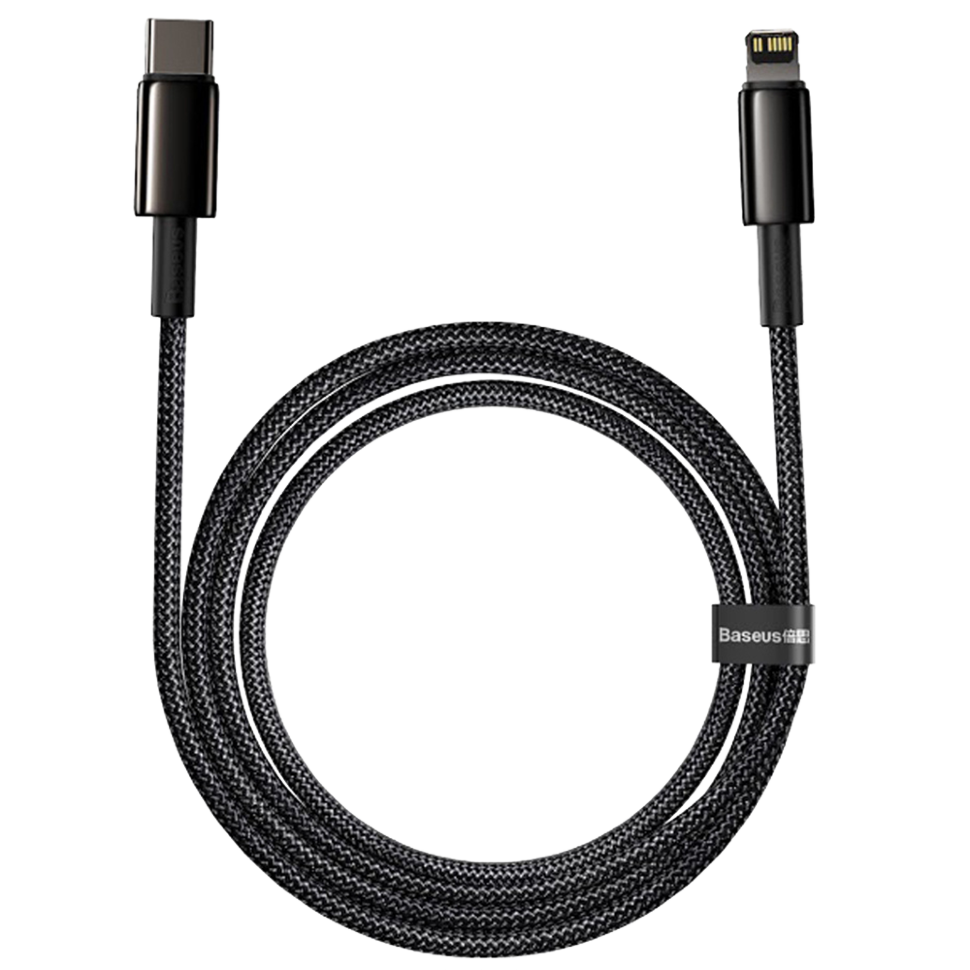 Кабель Baseus Tungsten Gold Type-C - Lightning 20W 1м Чёрный Кабель Baseus Tungsten Gold Type-C - Lightning 20W 1м Чёрный