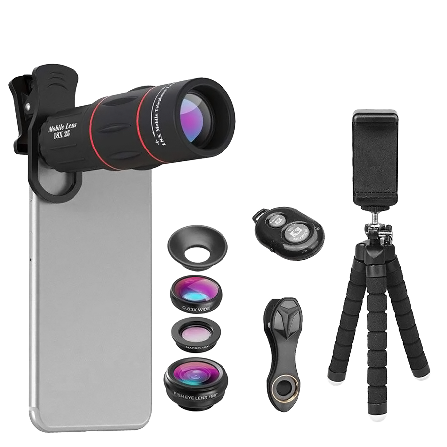 Комплект объективов Apexel 18x Telephoto 5-in-1 Kit для смартфона Комплект объективов Apexel 18x Telephoto 5-in-1 Kit для смартфона