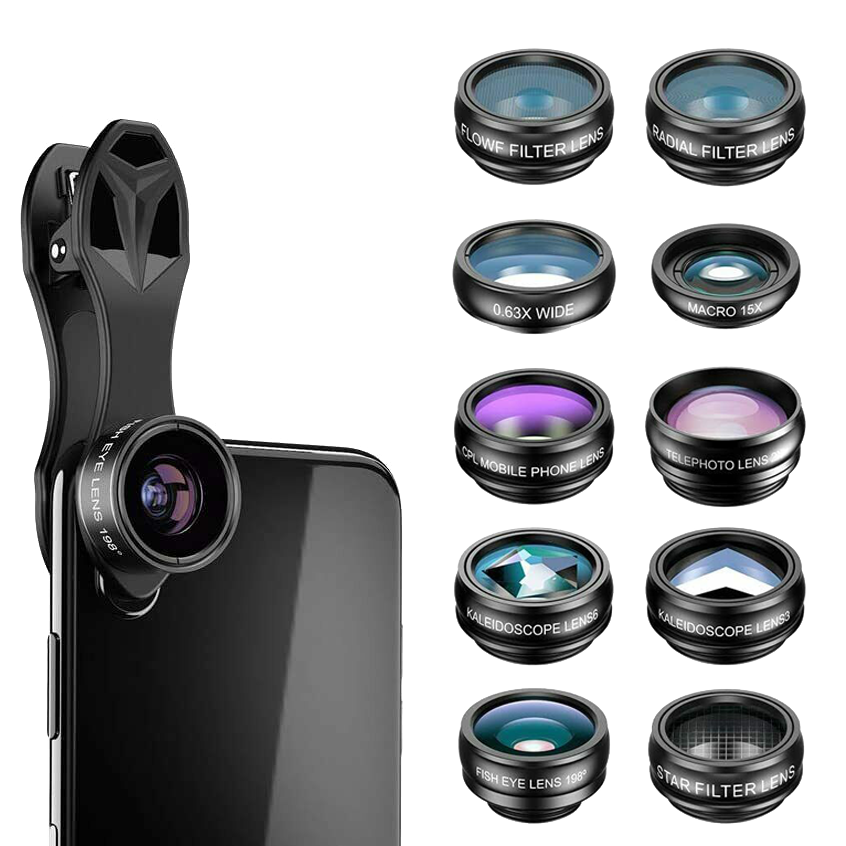 Комплект объективов Apexel 10-In-1 для смартфона Комплект объективов Apexel 10-In-1 для смартфона