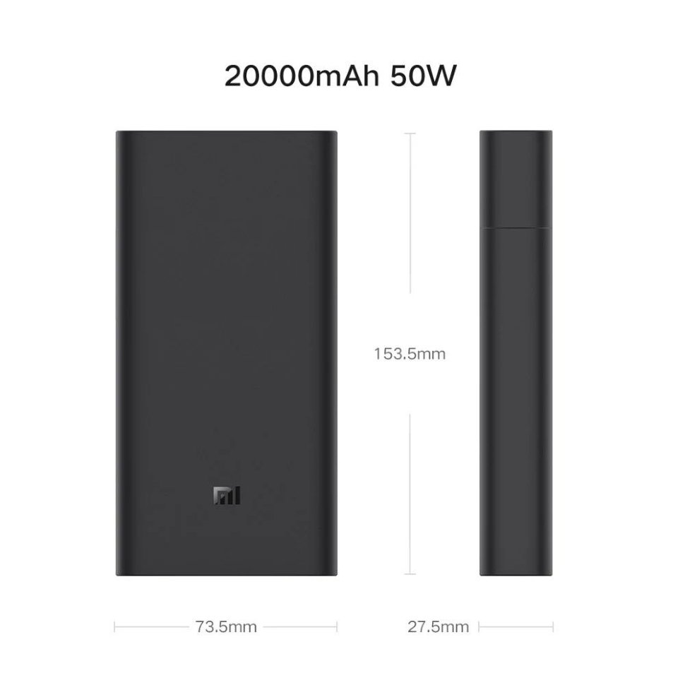Внешний аккумулятор Xiaomi Mi 50W Power Bank 20000mAh Чёрный Внешний аккумулятор Xiaomi Mi 50W Power Bank 20000mAh Чёрный