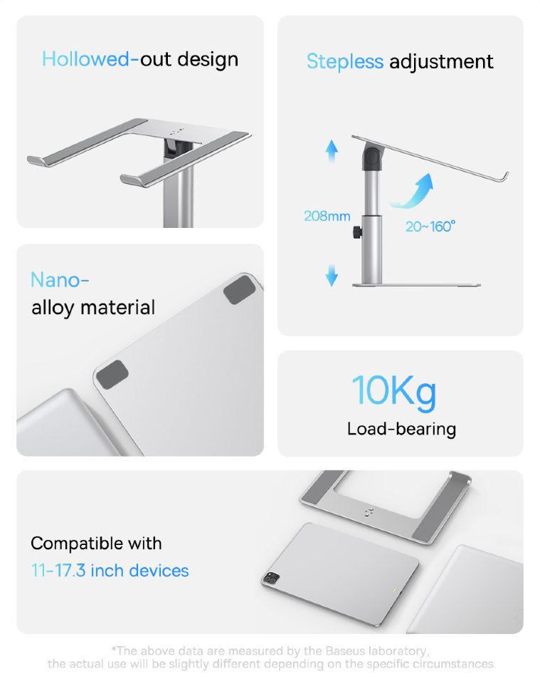 Подставка для ноутбука Baseus Metal Adjustable Laptop Stand Серебро Подставка для ноутбука Baseus Metal Adjustable Laptop Stand Серебро