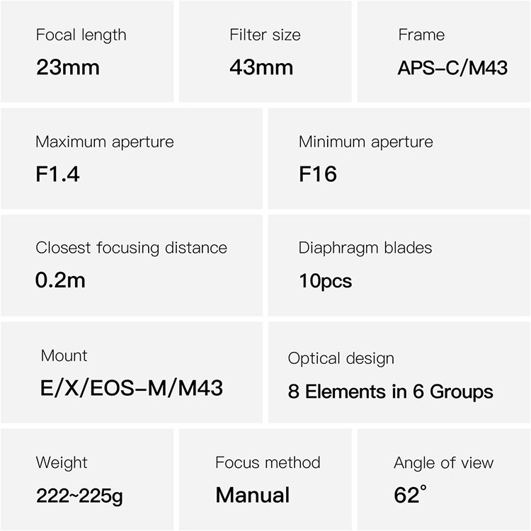 Объектив TTArtisan 23mm F1.4 EF-M Объектив TTArtisan 23mm F1.4 EF-M