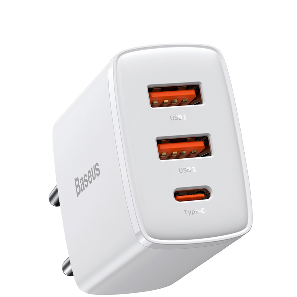 Сетевой адаптер Baseus Compact Quick Charger 2U+C 30W Белый Сетевой адаптер Baseus Compact Quick Charger 2U+C 30W Белый