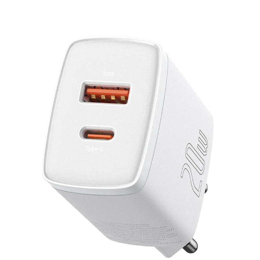 Сетевой адаптер Baseus Compact Quick Charger U+C 20W Белый Сетевой адаптер Baseus Compact Quick Charger U+C 20W Белый
