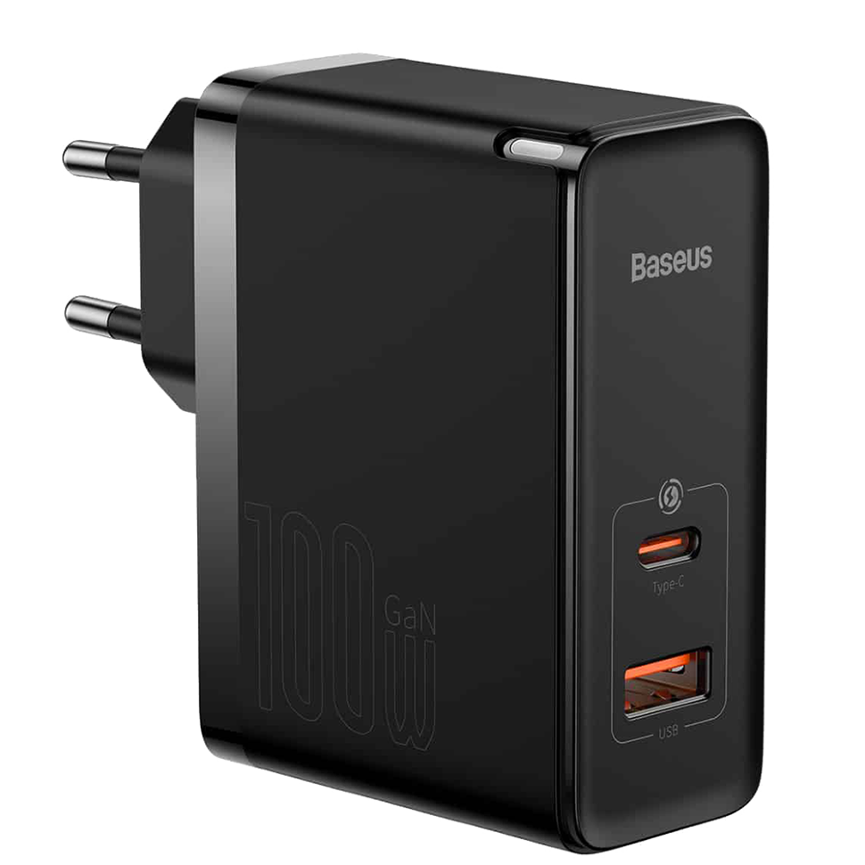 Сетевой адаптер Baseus GaN5 Pro C+U 100W Чёрный (+ кабель Type-C 1м)