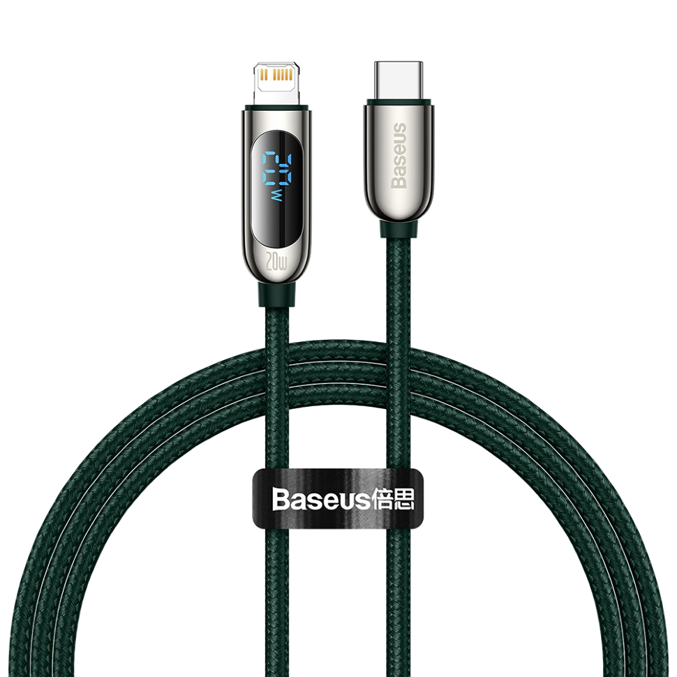 Кабель Baseus Display Type-C - Lightning 20W 2м Зелёный Кабель Baseus Display Type-C - Lightning 20W 2м Зелёный