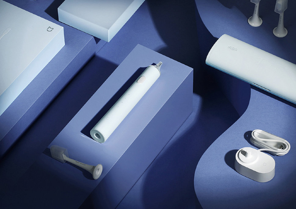 Звуковая зубная щетка Xiaomi Mijia T500C (+3 насадки) Голубая Звуковая зубная щетка Xiaomi Mijia T500C (+3 насадки) Голубая