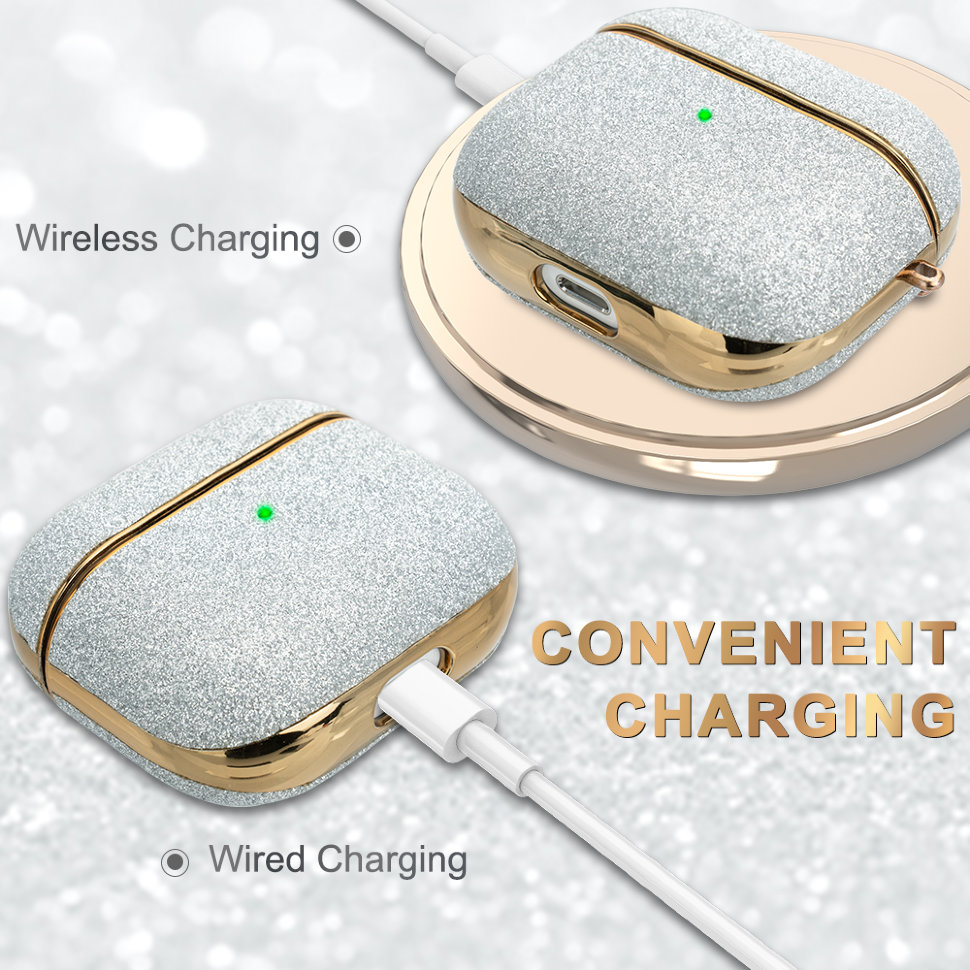 Чехол PQY Bling для Airpods 3 Серебро Чехол PQY Bling для Airpods 3 Серебро