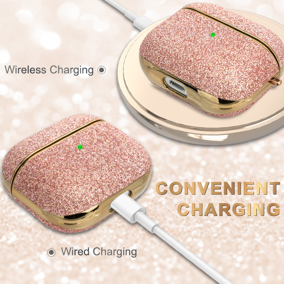 Чехол PQY Bling для Airpods 3 Розовое золото Чехол PQY Bling для Airpods 3 Розовое золото