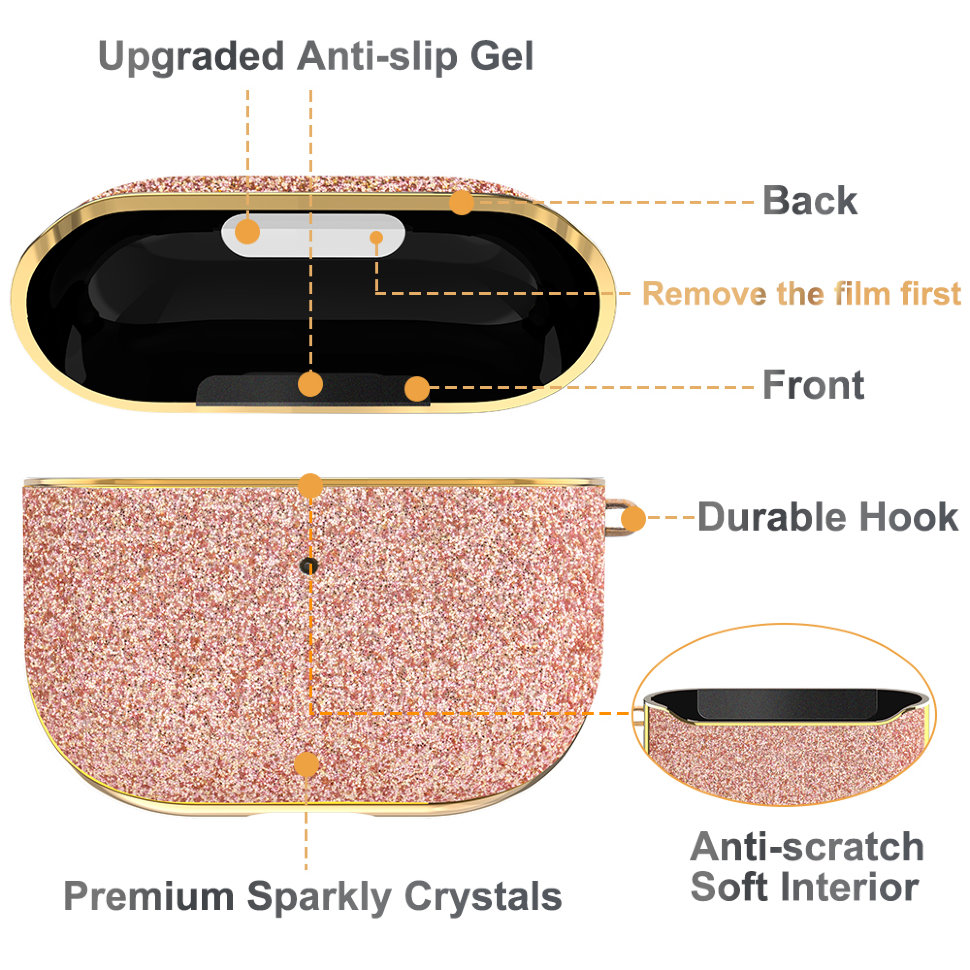 Чехол PQY Bling для Airpods 3 Розовое золото Чехол PQY Bling для Airpods 3 Розовое золото