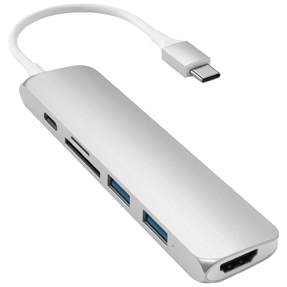 Хаб Satechi Type-C Slim Multiport Adapter V2 Серебро Хаб Satechi Type-C Slim Multiport Adapter V2 Серебро