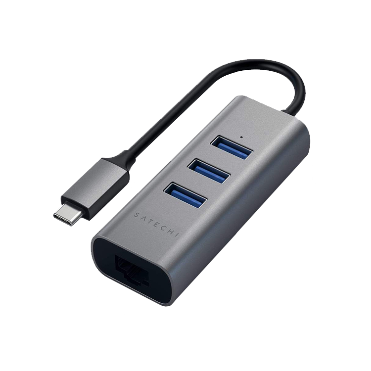 Хаб Satechi Type-C 2-IN-1 USB HUB With Ethernet Серебро Хаб Satechi Type-C 2-IN-1 USB HUB With Ethernet Серебро
