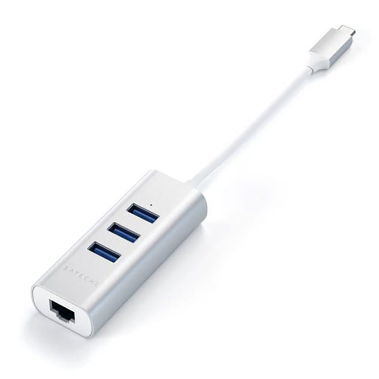 Хаб Satechi Type-C 2-IN-1 USB HUB With Ethernet Серебро Хаб Satechi Type-C 2-IN-1 USB HUB With Ethernet Серебро