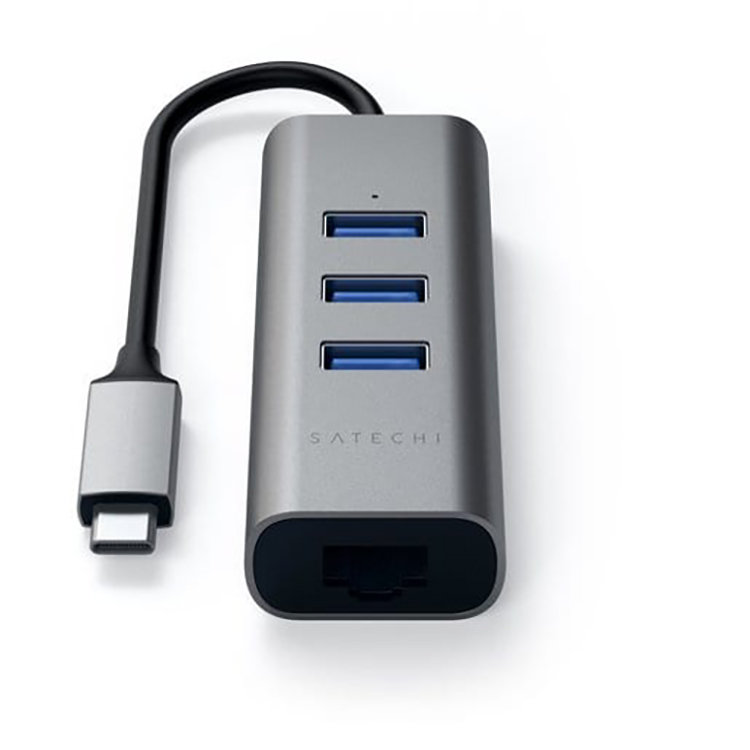 Хаб Satechi Type-C 2-IN-1 USB HUB With Ethernet Серый Хаб Satechi Type-C 2-IN-1 USB HUB With Ethernet Серый