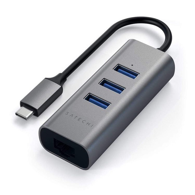 Хаб Satechi Type-C 2-IN-1 USB HUB With Ethernet Серый Хаб Satechi Type-C 2-IN-1 USB HUB With Ethernet Серый