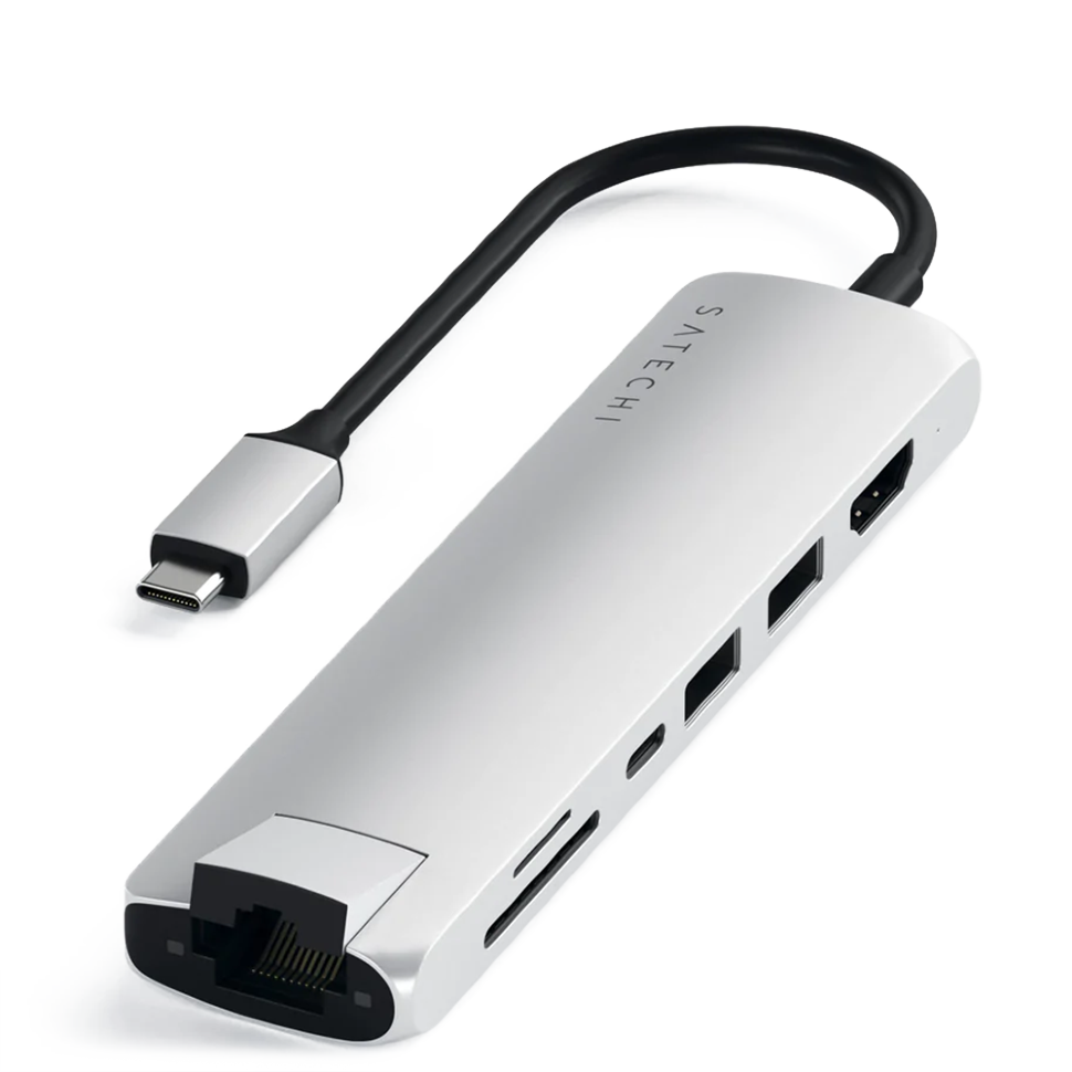 Хаб Satechi Type-C Slim Multiport with Ethernet Adapter Серебро Хаб Satechi Type-C Slim Multiport with Ethernet Adapter Серебро