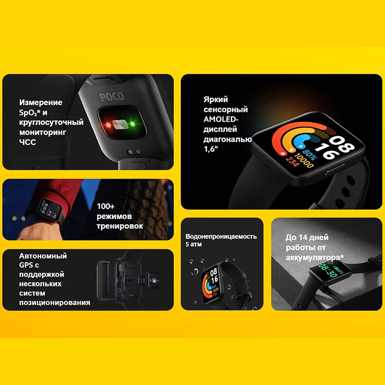 Умные часы наручные Xiaomi POCO Watch GL Чёрные Умные часы наручные Xiaomi POCO Watch GL Чёрные