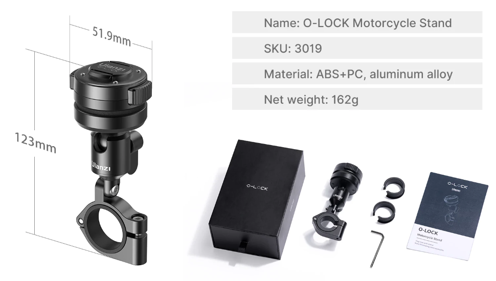 Держатель Ulanzi O-LOCK для мотоцикла Держатель Ulanzi O-LOCK для мотоцикла