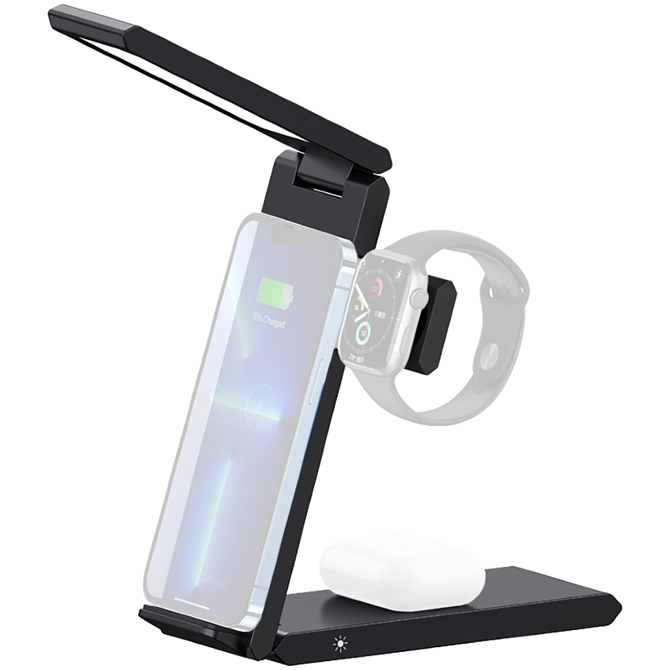 Беспроводная зарядка USAMS US-CD181 3-in-1 15W Беспроводная зарядка USAMS US-CD181 3-in-1 15W