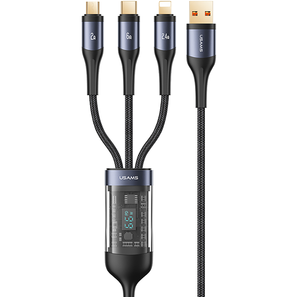 Кабель USAMS US-SJ582 U83 3 IN 1 66W Кабель USAMS US-SJ582 U83 3 IN 1 66W