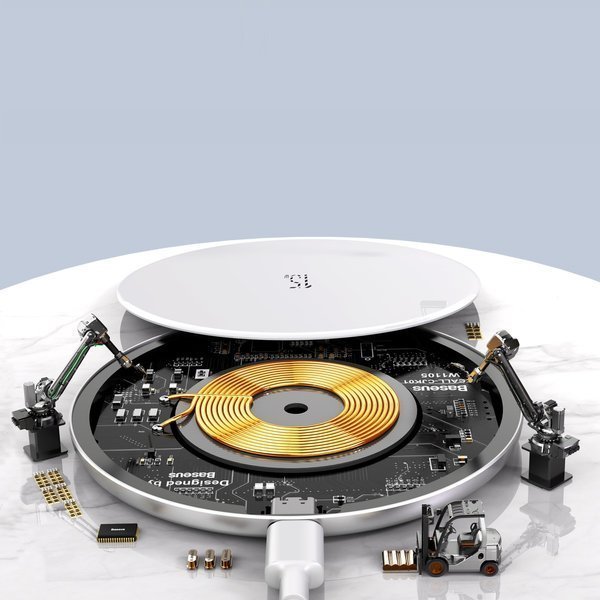 Беспроводная зарядка Baseus Simple 15W Белая Беспроводная зарядка Baseus Simple 15W Белая